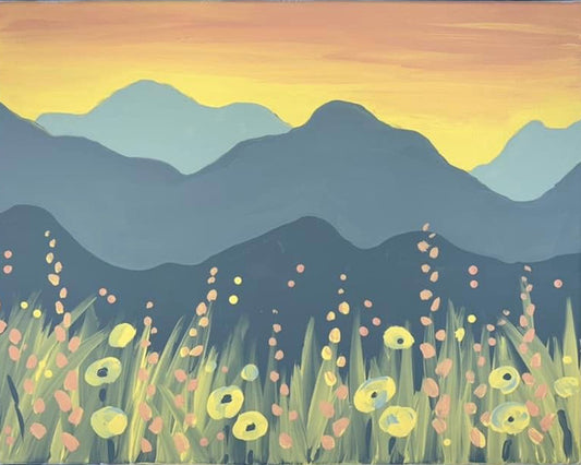 Acrylic Adventure  Kit - Mountain and Flowers-Sunset