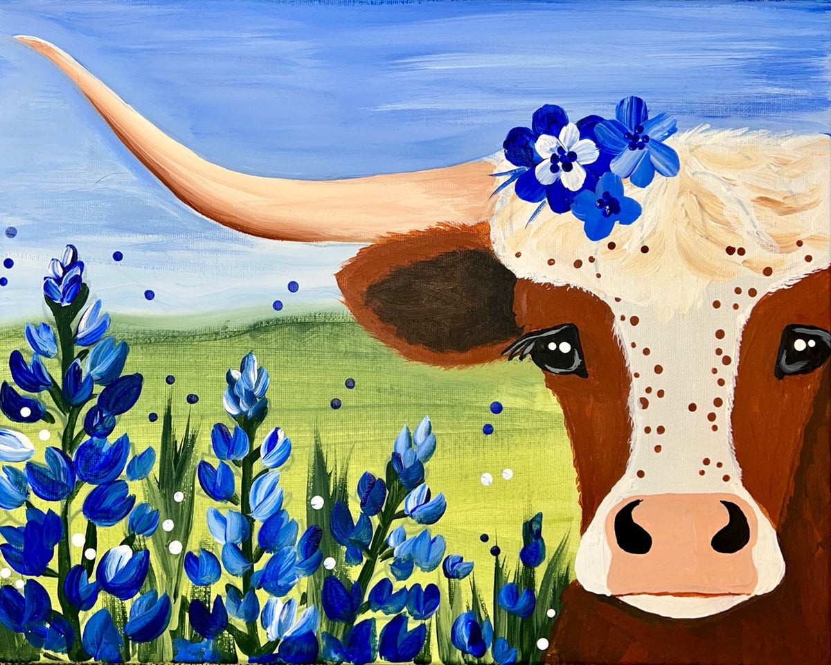 Acrylic Adventure  Kit - Longhorn & Bluebells